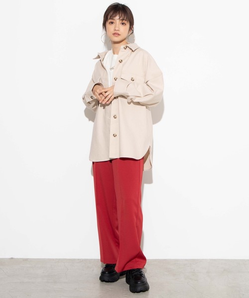 WEGO（ウィゴー）の「WEGO/カラーセンタープレスパンツ（スラックス・レディース・ブラック/グリーン/レッド/グリーン系その他/ブラウン/ナチュラル/サックスブルー/ライトピンク・MEDIUM/SMALL）」の10枚目の写真