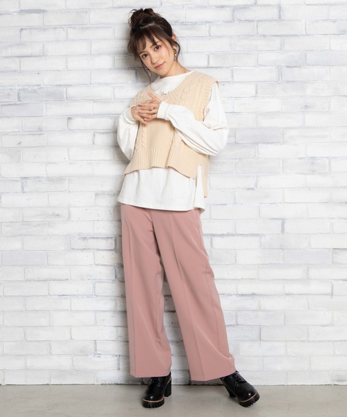 WEGO（ウィゴー）の「WEGO/カラーセンタープレスパンツ（スラックス・レディース・ブラック/グリーン/レッド/グリーン系その他/ブラウン/ナチュラル/サックスブルー/ライトピンク・MEDIUM/SMALL）」の16枚目の写真