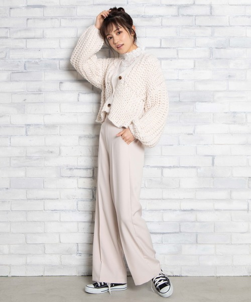 WEGO（ウィゴー）の「WEGO/カラーセンタープレスパンツ（スラックス・レディース・ブラック/グリーン/レッド/グリーン系その他/ブラウン/ナチュラル/サックスブルー/ライトピンク・MEDIUM/SMALL）」の11枚目の写真