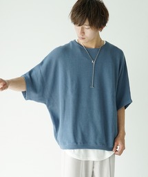 MinoriTY（マイノリティ）の「サマーニット 夏服 半袖/5分袖 クルーネック ドルマンスリーブ セーター（ニット/セーター・メンズ）」