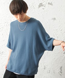 サマーニット 夏服 半袖/5分袖 クルーネック ドルマンスリーブ セーター
