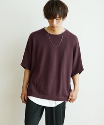 サマーニット 夏服 半袖/5分袖 クルーネック ドルマンスリーブ セーター