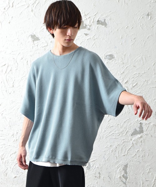 MinoriTY（マイノリティ）の「サマーニット 夏服 半袖/5分袖 クルーネック ドルマンスリーブ セーター（ニット/セーター・メンズ・ブラック/ベージュ/グレー系その他/ブルー/アイボリー/ブルーグレー/ダークブルー/ボルドー/チャコール・M/L/S）」の4枚目の写真