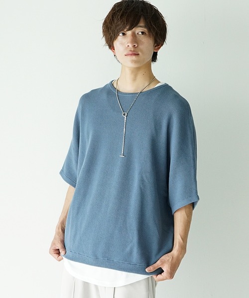 MinoriTY（マイノリティ）の「サマーニット 夏服 半袖/5分袖 クルーネック ドルマンスリーブ セーター（ニット/セーター・メンズ・ブラック/ベージュ/グレー系その他/ブルー/アイボリー/ブルーグレー/ダークブルー/ボルドー/チャコール・M/L/S）」の12枚目の写真