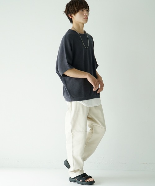 MinoriTY（マイノリティ）の「サマーニット 夏服 半袖/5分袖 クルーネック ドルマンスリーブ セーター（ニット/セーター・メンズ・ブラック/ベージュ/グレー系その他/ブルー/アイボリー/ブルーグレー/ダークブルー/ボルドー/チャコール・M/L/S）」の11枚目の写真