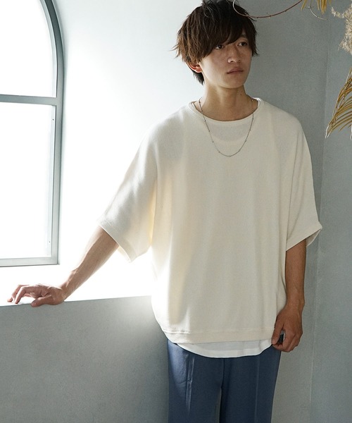 MinoriTY（マイノリティ）の「サマーニット 夏服 半袖/5分袖 クルーネック ドルマンスリーブ セーター（ニット/セーター・メンズ・ブラック/ベージュ/グレー系その他/ブルー/アイボリー/ブルーグレー/ダークブルー/ボルドー/チャコール・M/L/S）」の19枚目の写真