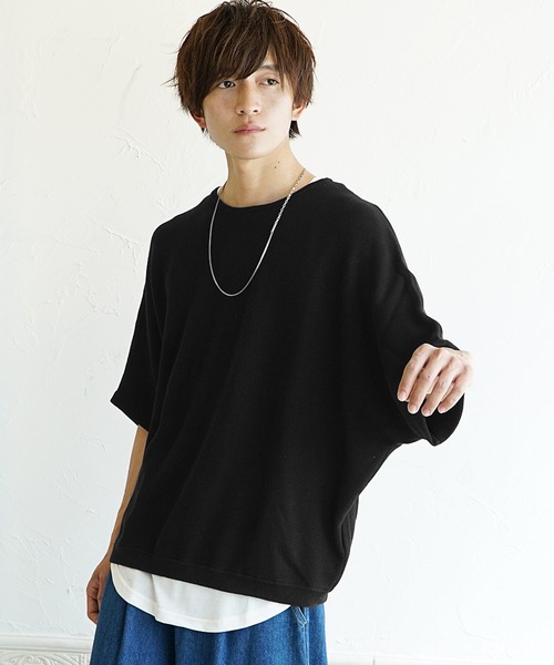 MinoriTY（マイノリティ）の「サマーニット 夏服 半袖/5分袖 クルーネック ドルマンスリーブ セーター（ニット/セーター・メンズ・ブラック/ベージュ/グレー系その他/ブルー/アイボリー/ブルーグレー/ダークブルー/ボルドー/チャコール・M/L/S）」の21枚目の写真