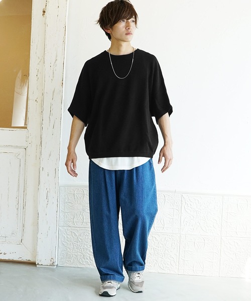 MinoriTY（マイノリティ）の「サマーニット 夏服 半袖/5分袖 クルーネック ドルマンスリーブ セーター（ニット/セーター・メンズ・ブラック/ベージュ/グレー系その他/ブルー/アイボリー/ブルーグレー/ダークブルー/ボルドー/チャコール・M/L/S）」の22枚目の写真