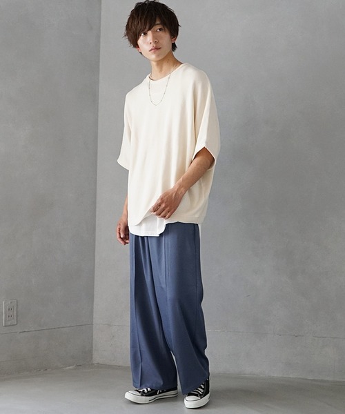 MinoriTY（マイノリティ）の「サマーニット 夏服 半袖/5分袖 クルーネック ドルマンスリーブ セーター（ニット/セーター・メンズ・ブラック/ベージュ/グレー系その他/ブルー/アイボリー/ブルーグレー/ダークブルー/ボルドー/チャコール・M/L/S）」の20枚目の写真