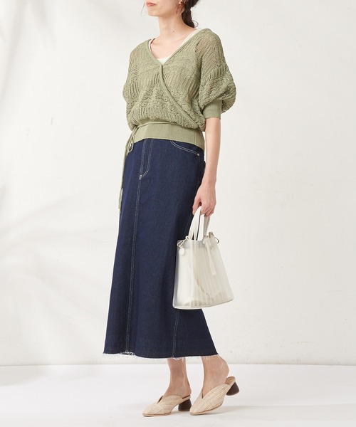 natural couture（ナチュラルクチュール）の「デニムロングタイトスカート（デニムスカート・レディース・オフホワイト/インディゴブルー/ブルー・FREE）」の5枚目の写真