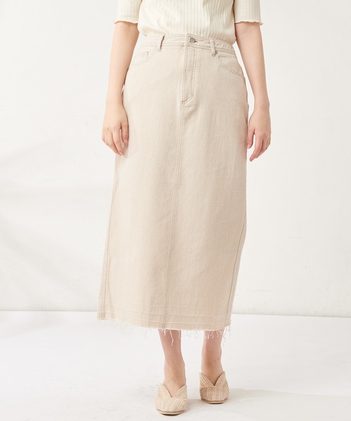 natural couture（ナチュラルクチュール）の「デニムロングタイトスカート（デニムスカート・レディース・オフホワイト/インディゴブルー/ブルー・FREE）」の11枚目の写真