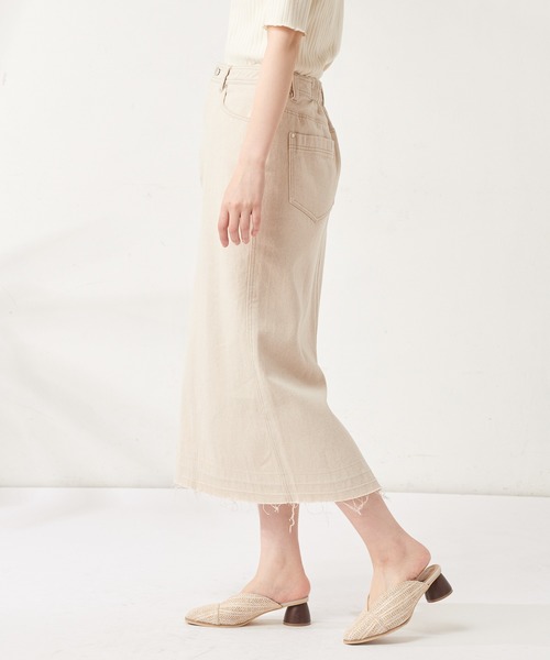 natural couture（ナチュラルクチュール）の「デニムロングタイトスカート（デニムスカート・レディース・オフホワイト/インディゴブルー/ブルー・FREE）」の13枚目の写真