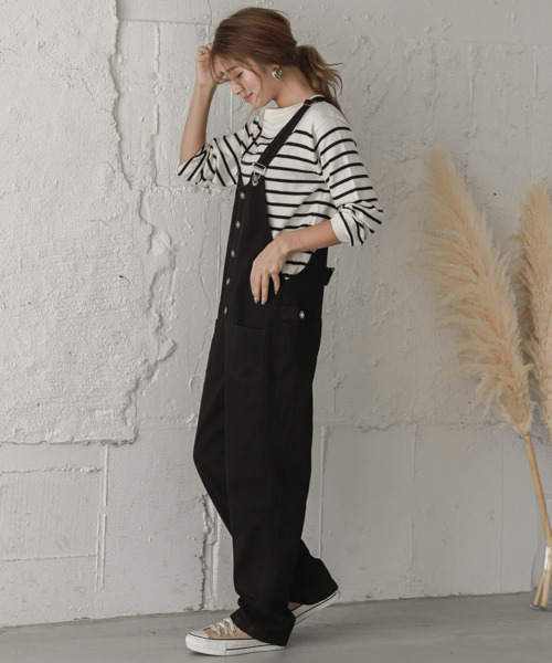 SUGAR BISKET（シュガービスケット）の「デニムサロペット（サロペット/オーバーオール・レディース・ホワイト/ライトブルー/ブラック/ブラウン/オリーブ/オレンジ/ダークブルー・M/L/XL）」の3枚目の写真