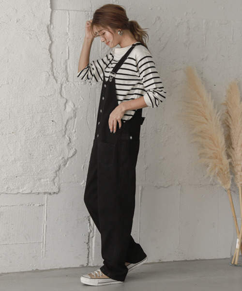 SUGAR BISKET（シュガービスケット）の「デニムサロペット（サロペット/オーバーオール・レディース・ホワイト/ライトブルー/ブラック/ブラウン/オリーブ/オレンジ/ダークブルー・M/L/XL）」の21枚目の写真