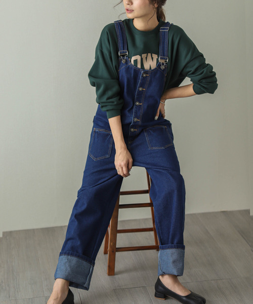 SUGAR BISKET（シュガービスケット）の「デニムサロペット（サロペット/オーバーオール・レディース・ホワイト/ライトブルー/ブラック/ブラウン/オリーブ/オレンジ/ダークブルー・M/L/XL）」の19枚目の写真