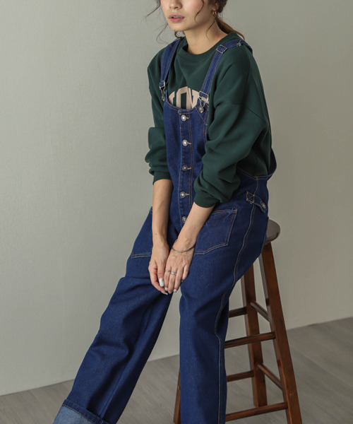 SUGAR BISKET（シュガービスケット）の「デニムサロペット（サロペット/オーバーオール・レディース・ホワイト/ライトブルー/ブラック/ブラウン/オリーブ/オレンジ/ダークブルー・M/L/XL）」の18枚目の写真