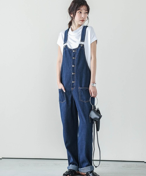 SUGAR BISKET（シュガービスケット）の「デニムサロペット（サロペット/オーバーオール・レディース・ホワイト/ライトブルー/ブラック/ブラウン/オリーブ/オレンジ/ダークブルー・M/L/XL）」の12枚目の写真