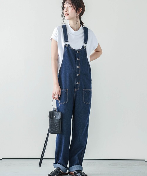 SUGAR BISKET（シュガービスケット）の「デニムサロペット（サロペット/オーバーオール・レディース・ホワイト/ライトブルー/ブラック/ブラウン/オリーブ/オレンジ/ダークブルー・M/L/XL）」の13枚目の写真