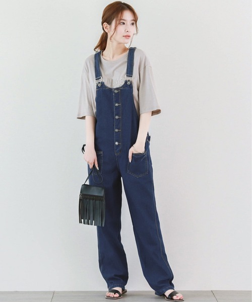 SUGAR BISKET（シュガービスケット）の「デニムサロペット（サロペット/オーバーオール・レディース・ホワイト/ライトブルー/ブラック/ブラウン/オリーブ/オレンジ/ダークブルー・M/L/XL）」の14枚目の写真