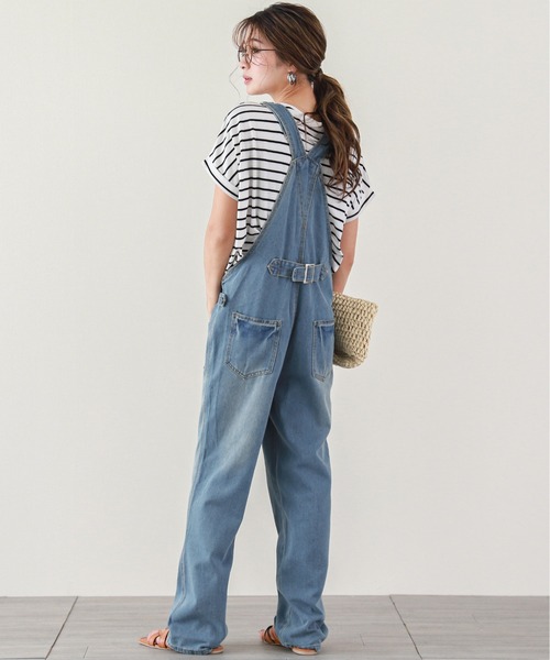 SUGAR BISKET（シュガービスケット）の「デニムサロペット（サロペット/オーバーオール・レディース・ホワイト/ライトブルー/ブラック/ブラウン/オリーブ/オレンジ/ダークブルー・M/L/XL）」の16枚目の写真