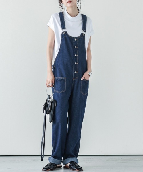 SUGAR BISKET（シュガービスケット）の「デニムサロペット（サロペット/オーバーオール・レディース・ホワイト/ライトブルー/ブラック/ブラウン/オリーブ/オレンジ/ダークブルー・M/L/XL）」の17枚目の写真