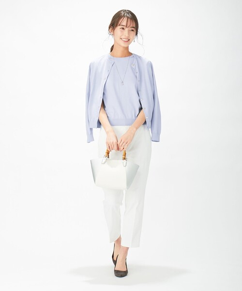 J.PRESS(ジェイプレス)の「【洗える】KNIT BASIC SSクルーネック カーディガン(カーディガン/ボレロ・レディース・ホワイト系1/ライトグレー系/ネイビー系/サックスブルー系・MEDIUM/LARGE)」の8枚目の写真