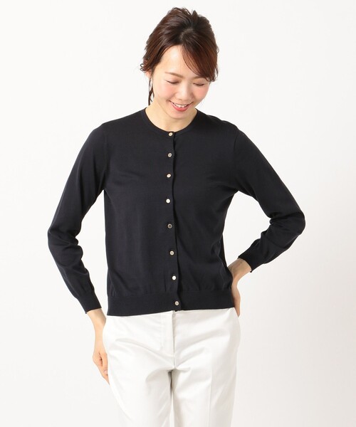 J.PRESS(ジェイプレス)の「【洗える】KNIT BASIC SSクルーネック カーディガン(カーディガン/ボレロ・レディース・ホワイト系1/ライトグレー系/ネイビー系/サックスブルー系・MEDIUM/LARGE)」の14枚目の写真