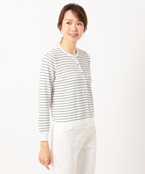 J.PRESS(ジェイプレス)の「【洗える】KNIT BASIC SSクルーネック カーディガン(カーディガン/ボレロ・レディース・ホワイト系1/ライトグレー系/ネイビー系/サックスブルー系・MEDIUM/LARGE)」の15枚目の写真