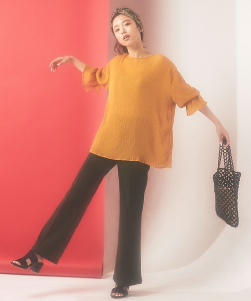 KOBE LETTUCE（コウベレタス）の「シェルボタンシアー楊柳ブラウス（シャツ/ブラウス・レディース・ブラック/ブルー/アイボリー/マスタード/ピンクベージュ・FREE）」の14枚目の写真