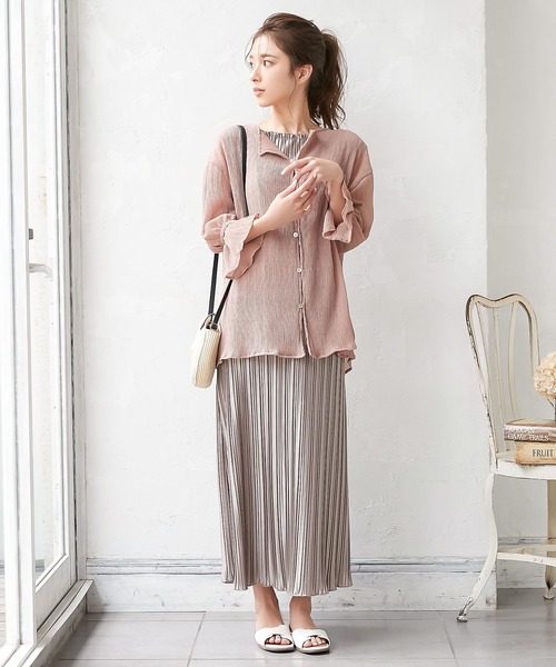 KOBE LETTUCE（コウベレタス）の「シェルボタンシアー楊柳ブラウス（シャツ/ブラウス・レディース・ブラック/ブルー/アイボリー/マスタード/ピンクベージュ・FREE）」の12枚目の写真