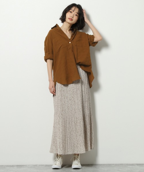 LAKOLE（ラコレ）の「コットンクリンクルリラックスシャツ / LAKOLE（シャツ/ブラウス・レディース・オフホワイト/ブラウン/カーキ/桜・SMALL/MEDIUM）」の20枚目の写真