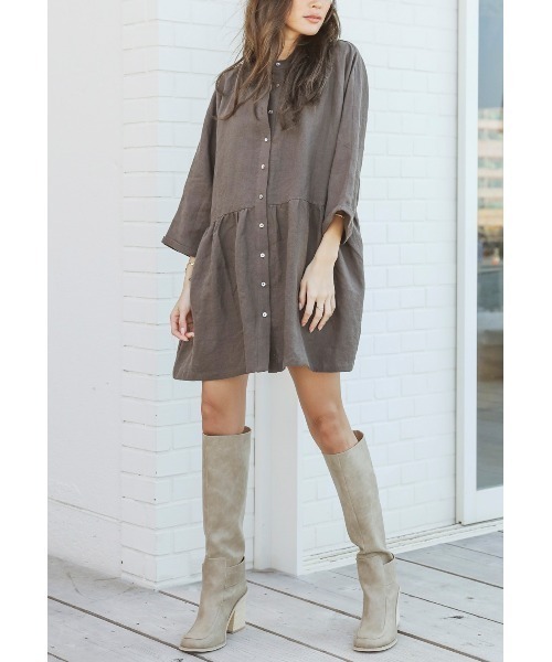 シャツ/ブラウス(長袖/七分) ALEXIA STAM - Stand Collar Shirt Dress Beige 53935959b_b_03_500.jpg