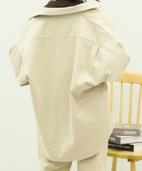 PairPair(ペアペア)の「コーデュロイCPOジャケット(セットアップ/ユニセックス)(ブルゾン・レディース・アイボリー/モカ・FREE)」の7枚目の写真