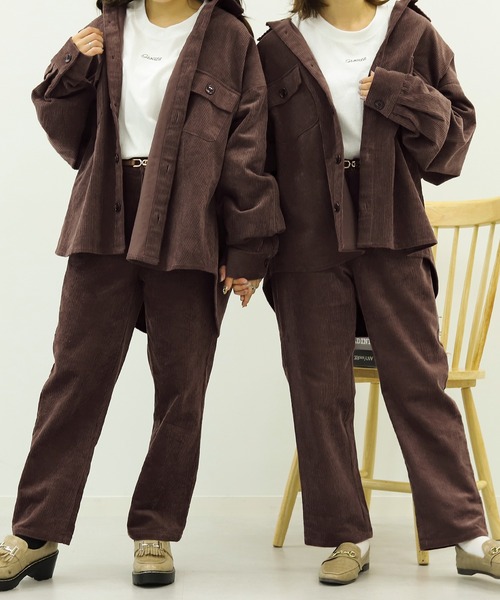 PairPair(ペアペア)の「コーデュロイCPOジャケット(セットアップ/ユニセックス)(ブルゾン・レディース・アイボリー/モカ・FREE)」の12枚目の写真