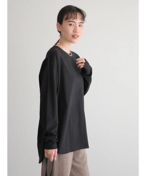 AMERICAN HOLIC（アメリカンホリック）の「ロングスリーブ裾ラウンドカットプルオーバー　＊●（Tシャツ/カットソー・レディース・ブラック/グレー/キャメル/アイボリー・FREE）」の7枚目の写真