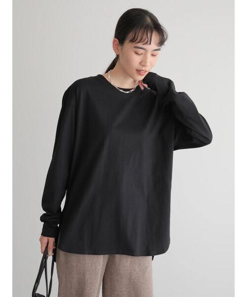 AMERICAN HOLIC（アメリカンホリック）の「ロングスリーブ裾ラウンドカットプルオーバー　＊●（Tシャツ/カットソー・レディース・ブラック/グレー/キャメル/アイボリー・FREE）」の11枚目の写真