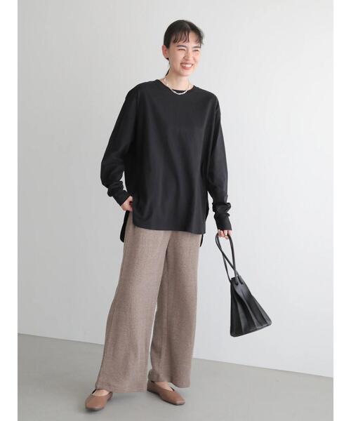 AMERICAN HOLIC（アメリカンホリック）の「ロングスリーブ裾ラウンドカットプルオーバー　＊●（Tシャツ/カットソー・レディース・ブラック/グレー/キャメル/アイボリー・FREE）」の14枚目の写真