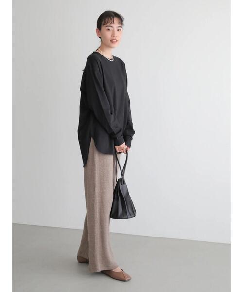 AMERICAN HOLIC（アメリカンホリック）の「ロングスリーブ裾ラウンドカットプルオーバー　＊●（Tシャツ/カットソー・レディース・ブラック/グレー/キャメル/アイボリー・FREE）」の15枚目の写真