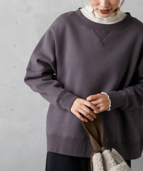 PUAL CE CIN(ピュアルセシン)の「裏起毛プルオーバー(Tシャツ/カットソー・レディース・グレイッシュベージュ/ブラック/チャコール/ダークブラウン/モカ・FREE)」の3枚目の写真