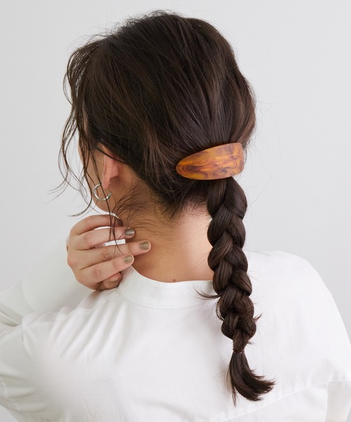 ROPE' PICNIC（ロペピクニック）の「マーブルカーブヘアバレッタ（バレッタ/ヘアクリップ・レディース・ブラウン系その他2/グレー/キナリ・FREE）」の3枚目の写真