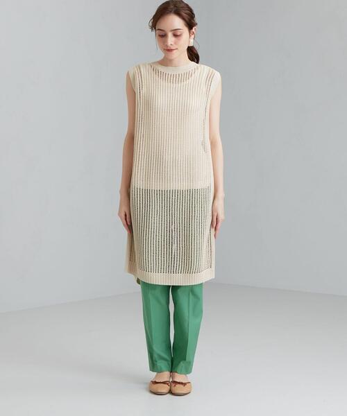 green label relaxing（グリーンレーベルリラクシング）の「FM  メッシュ バック スリット ワンピース（ワンピース・レディース・ブラウン/ナチュラル・FREE）」の3枚目の写真