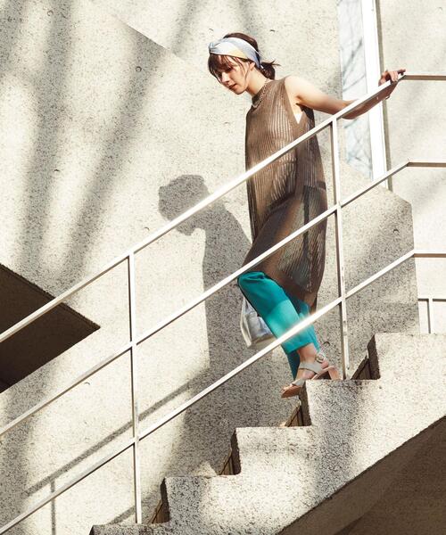 green label relaxing（グリーンレーベルリラクシング）の「FM  メッシュ バック スリット ワンピース（ワンピース・レディース・ブラウン/ナチュラル・FREE）」の13枚目の写真