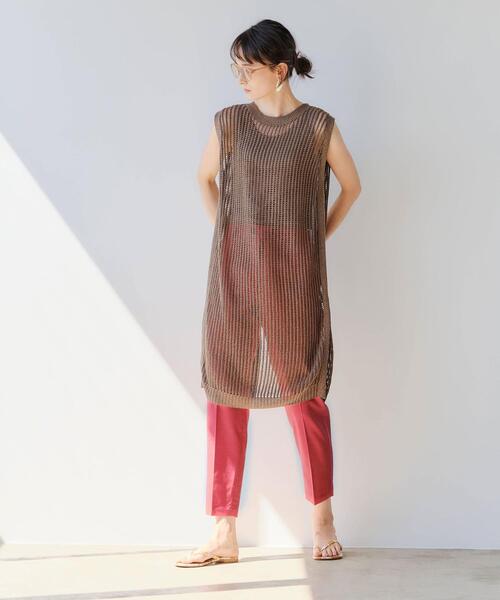 green label relaxing（グリーンレーベルリラクシング）の「FM  メッシュ バック スリット ワンピース（ワンピース・レディース・ブラウン/ナチュラル・FREE）」の8枚目の写真
