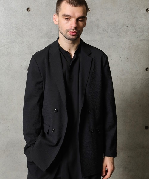 FUSE（フューズ）の「＜SOLOTEX＞ソフトストレッチダブルジャケット（テーラードジャケット・メンズ・ストライプ/ブラック・01/02/03）」の2枚目の写真