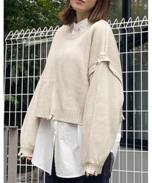 LiSeek | 【LiSeeK】ダメージリブ短丈ニットTOP(ニット/セーター)