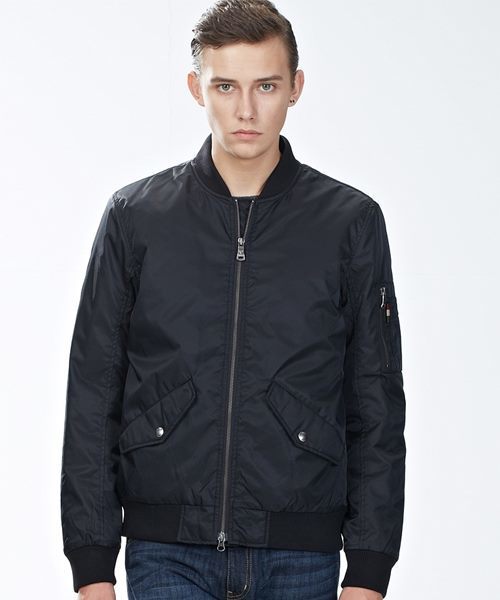 GIORDANO（ジョルダーノ）の「[GIORDANO]ナイロン中綿MA-1ジャケット（ミリタリージャケット・メンズ・ブラック/ネイビー/アーミー・SMALL/MEDIUM/LARGE/X-LARGE）」の2枚目の写真