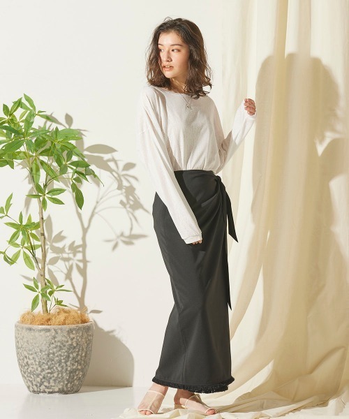 LIPSTAR（リップスター）の「【セット商品】シアープルオーバー＆キャミソール（Tシャツ/カットソー・レディース・オフホワイト/ブラック/ブルー・M）」の6枚目の写真