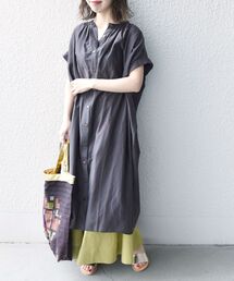 SHIPS any（シップス エニィ）の「SHIPS any: シルク ギャザー ロング シャツワンピース〈ウォッシャブル〉◇（シャツワンピース）」