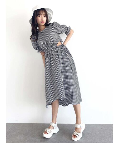 サイドオープンギャザーワンピース ワンピース Honey Honey Salon ハニーサロン のファッション ワンピース ドレス ワンピース セール