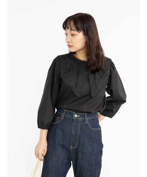 ELENCARE DUE(エレンカーレデュエ)の「・ELENCARE DUE 刺繍レースカラーブラウス*(シャツ/ブラウス・レディース・ブラック/オフホワイト/ピンクベージュ・FREE)」の7枚目の写真